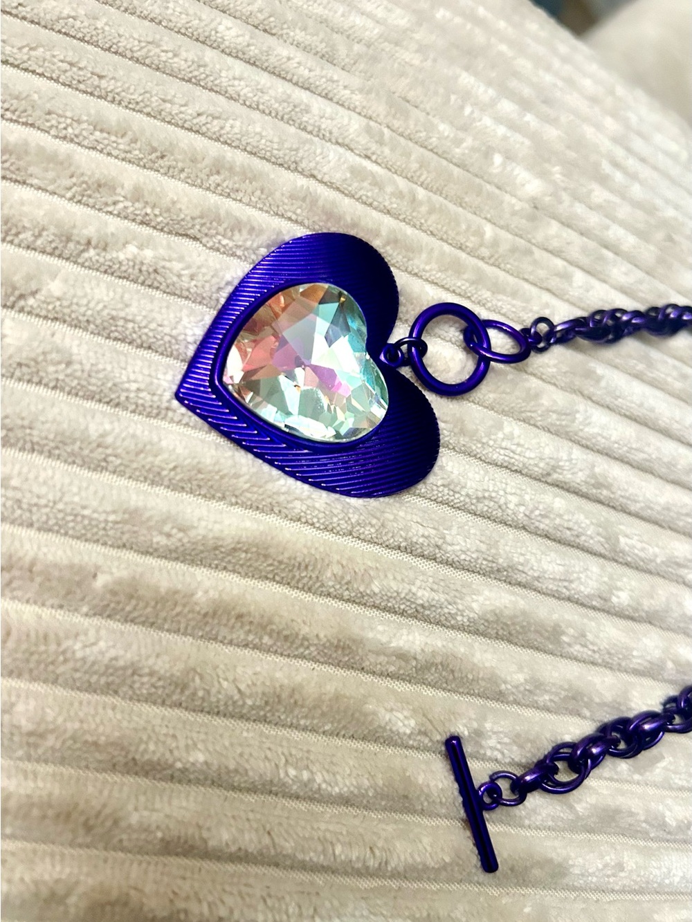 paparazzi Purple Heart Pendant Necklace with Iridescent Crystal